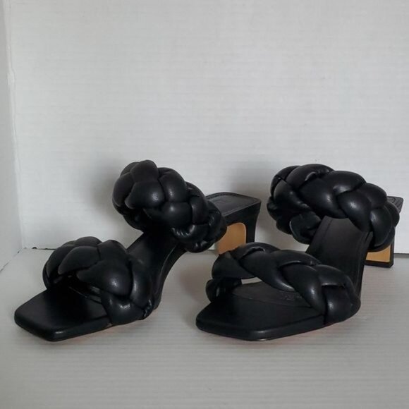 H & M HEELED Sandals Mules Braided Slip On HEELS Shoes PUMPS WOMEN'S WOMAN'S  6 - Picture 3 of 16